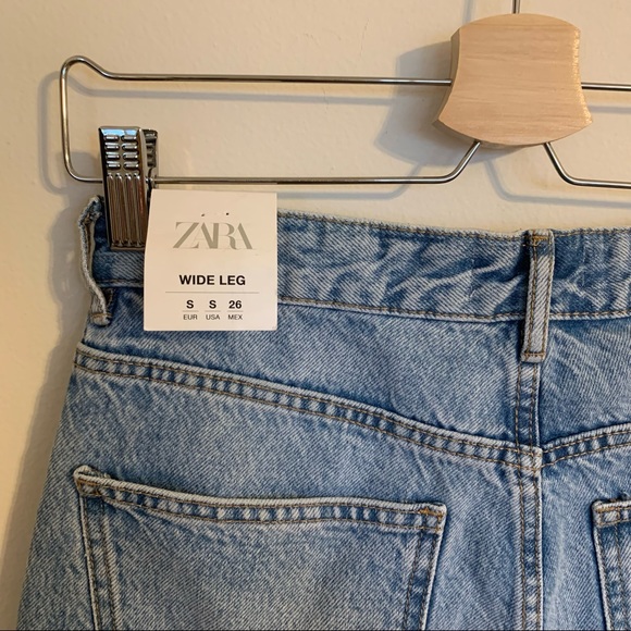 NWT ZARA Mid-Rise Wide Leg Blue Jeans, Size S - Picture 9 of 11